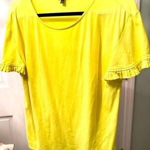 Talbots Tee with ruffle trim on sleeves, NWOT, bright yellow